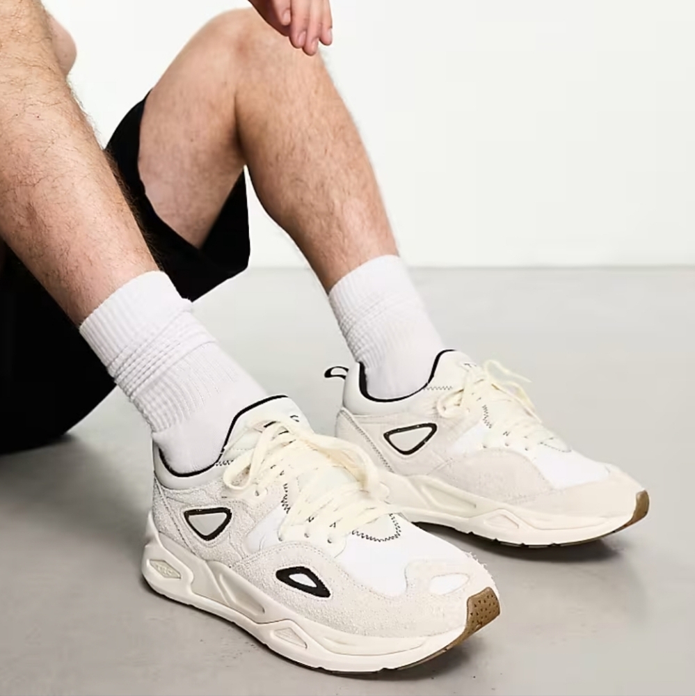 Puma TRC Blaze Sneakers Neutral White & Beige Men Size 7.5 Chunky Athletic Shoes